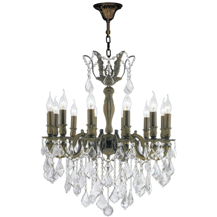 Versailles Antique Bronze Clear Crystal 12 Light Chandelier - Chandeliers