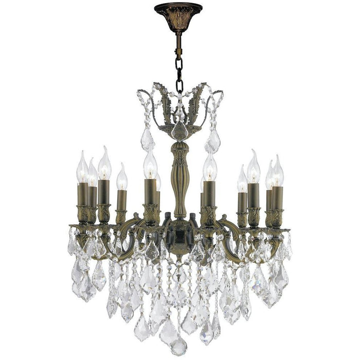 Versailles Antique Bronze Clear Crystal 12 Light Chandelier - Chandeliers