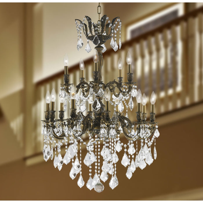 Versailles Antique Bronze Clear Crystal 15 Light Chandelier - Chandeliers