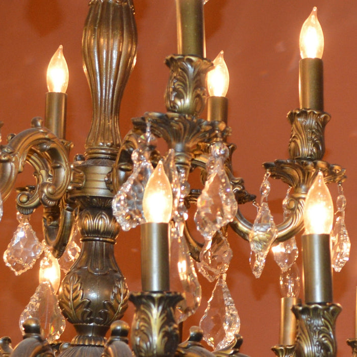 Versailles Antique Bronze Clear Crystal 15 Light Chandelier - Chandeliers