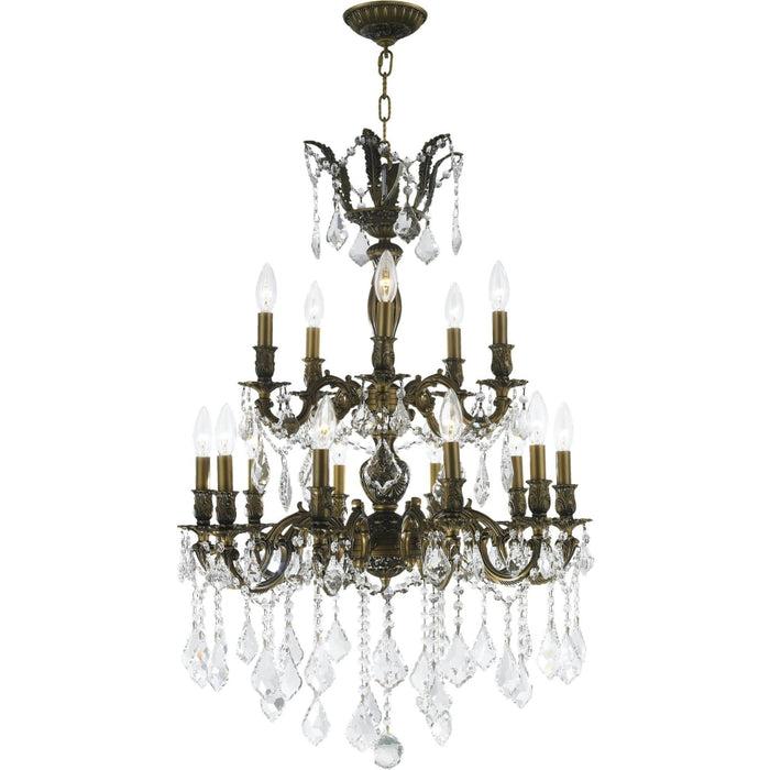 Versailles Antique Bronze Clear Crystal 15 Light Chandelier - Chandeliers