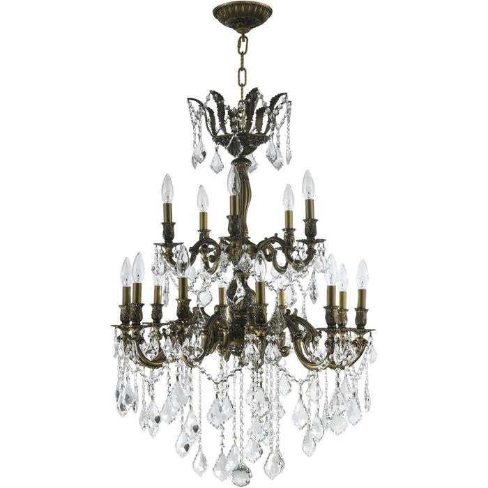 Versailles Antique Bronze Clear Crystal 15 Light Chandelier - Chandeliers