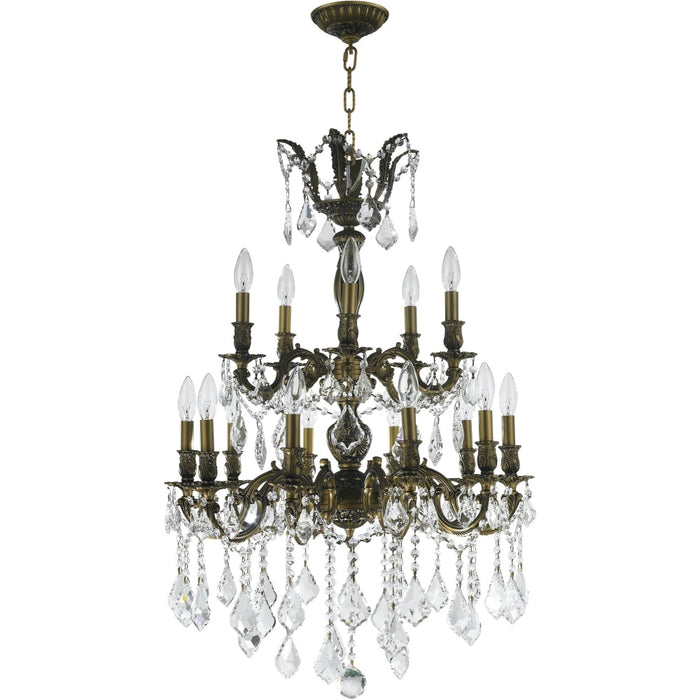 Versailles Antique Bronze Clear Crystal 15 Light Chandelier - Chandeliers
