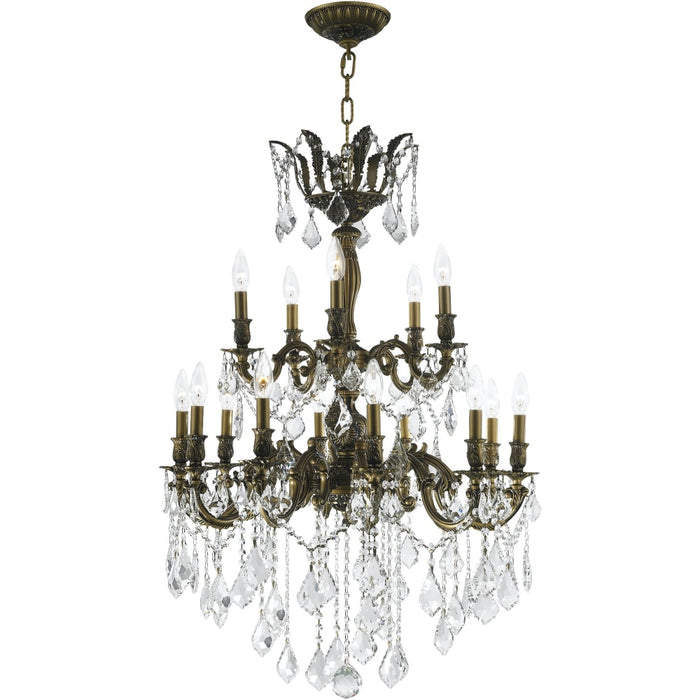 Versailles Antique Bronze Clear Crystal 15 Light Chandelier - Chandeliers