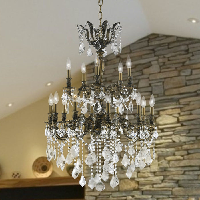 Versailles Antique Bronze Clear Crystal 15 Light Chandelier - Chandeliers