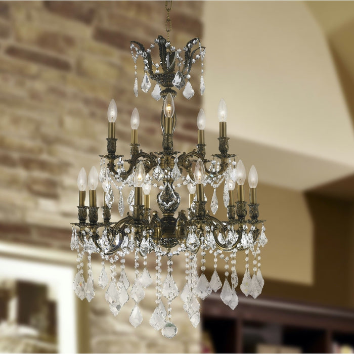 Versailles Antique Bronze Clear Crystal 15 Light Chandelier - Chandeliers