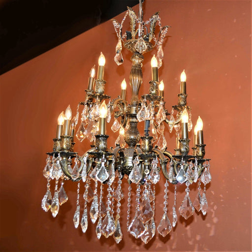 Versailles Antique Bronze Clear Crystal 18 Light Chandelier - Chandeliers