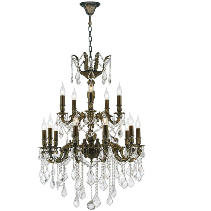 Versailles Antique Bronze Clear Crystal 18 Light Chandelier - Chandeliers