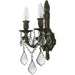 Versailles Antique Bronze Clear Crystal 2 Light Wall Sconce - Wall Sconces
