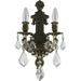 Versailles Antique Bronze Clear Crystal 2 Light Wall Sconce - Wall Sconces