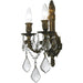 Versailles Antique Bronze Clear Crystal 2 Light Wall Sconce - Wall Sconces