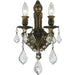 Versailles Antique Bronze Clear Crystal 2 Light Wall Sconce - Wall Sconces