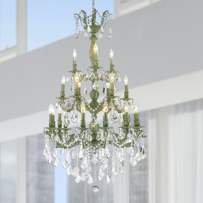 Versailles Antique Bronze Clear Crystal 21 Light Chandelier - Chandeliers