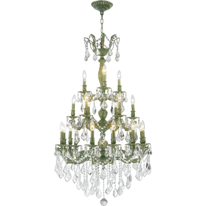 Versailles Antique Bronze Clear Crystal 21 Light Chandelier - Chandeliers