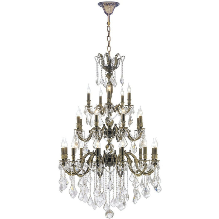 Versailles Antique Bronze Clear Crystal 25 Light Chandelier - Chandeliers