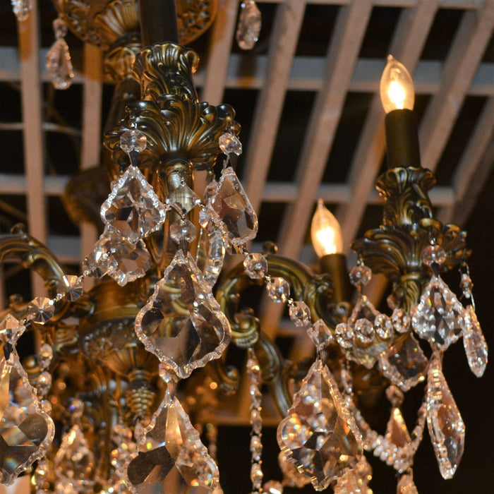 Versailles Antique Bronze Clear Crystal 5 Light Chandelier - Chandeliers