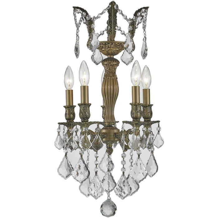Versailles Antique Bronze Clear Crystal 5 Light Chandelier - Chandeliers