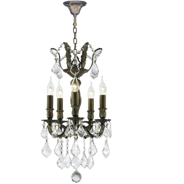 Versailles Antique Bronze Clear Crystal 5 Light Chandelier - Chandeliers