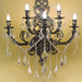 Versailles Antique Bronze Clear Crystal 5 Light Wall Sconce - Wall Sconces
