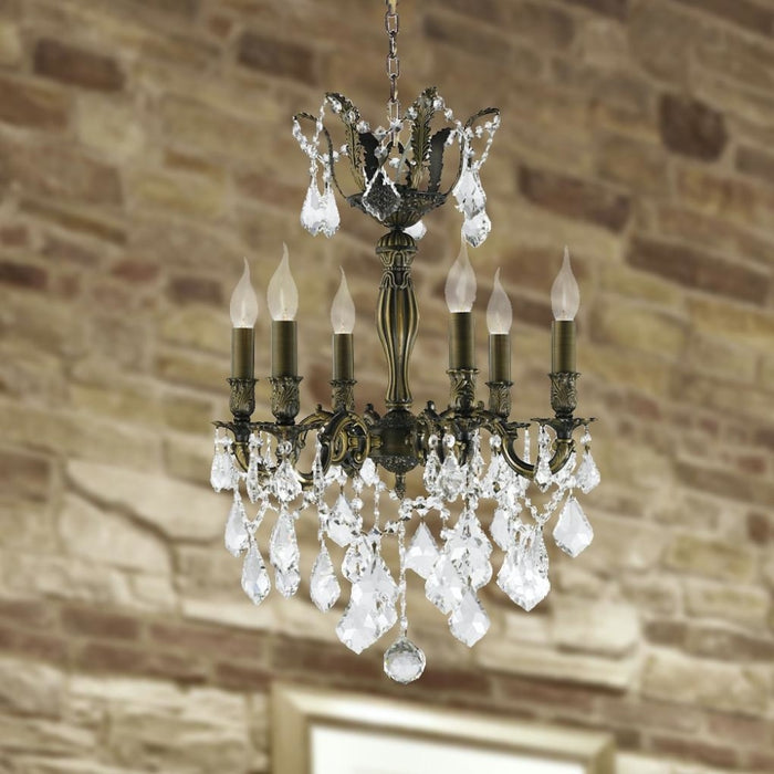 Versailles Antique Bronze Clear Crystal 6 Light Chandelier - Chandeliers