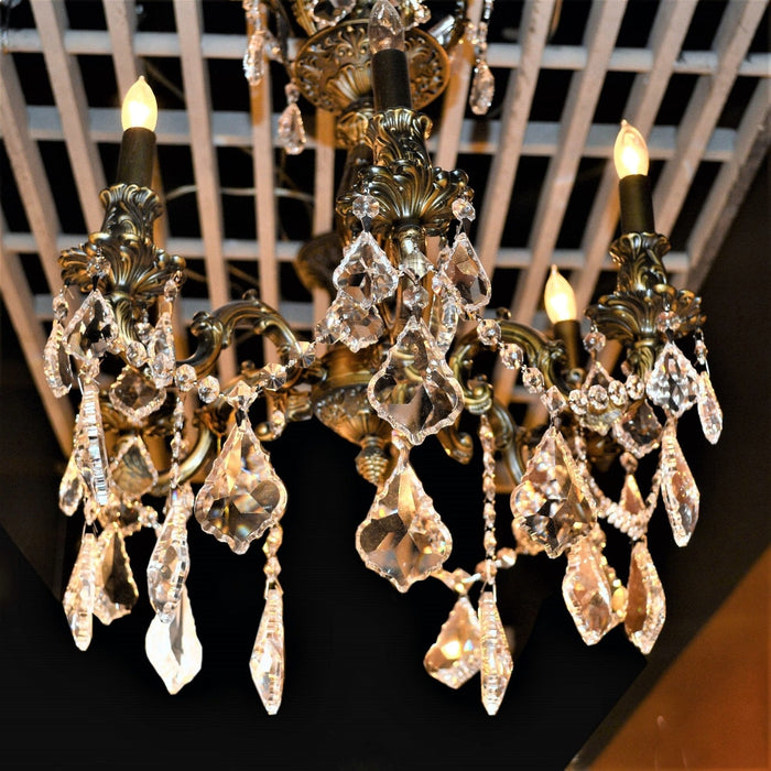 Versailles Antique Bronze Clear Crystal 6 Light Chandelier - Chandeliers