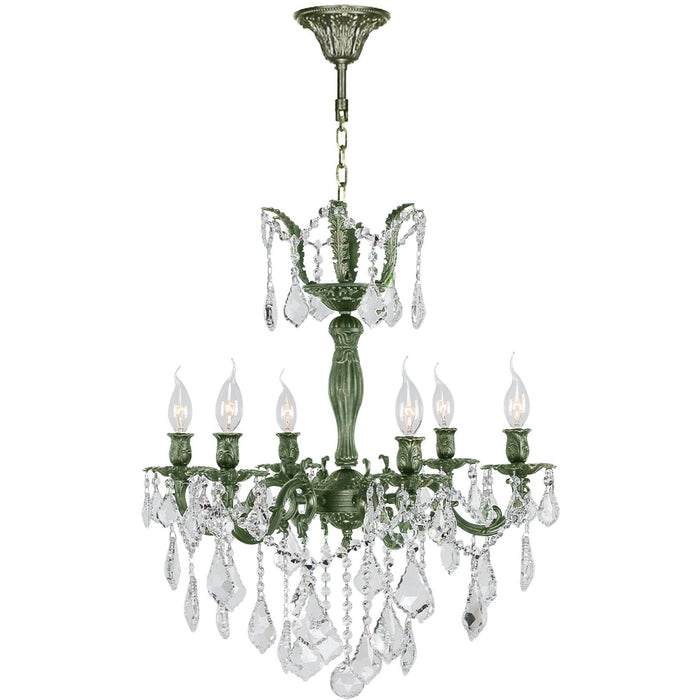 Versailles Antique Bronze Clear Crystal 6 Light Chandelier - Chandeliers