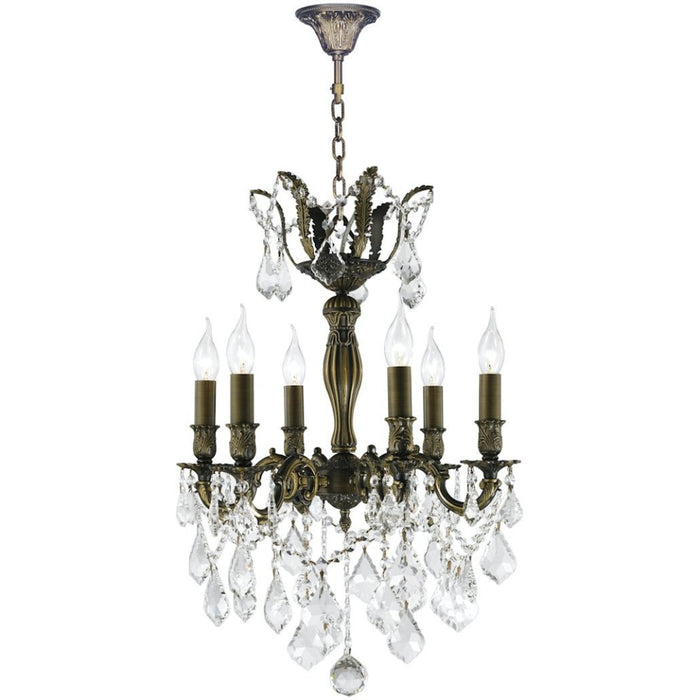 Versailles Antique Bronze Clear Crystal 6 Light Chandelier - Chandeliers