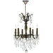 Versailles Antique Bronze Clear Crystal 6 Light Chandelier - Chandeliers