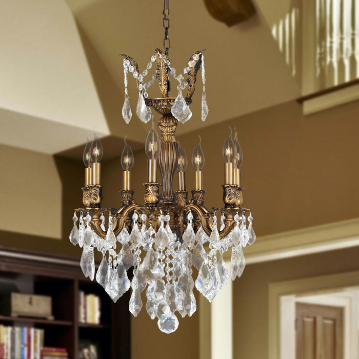 Versailles Antique Bronze Clear Crystal 8 Light Chandelier - Chandeliers