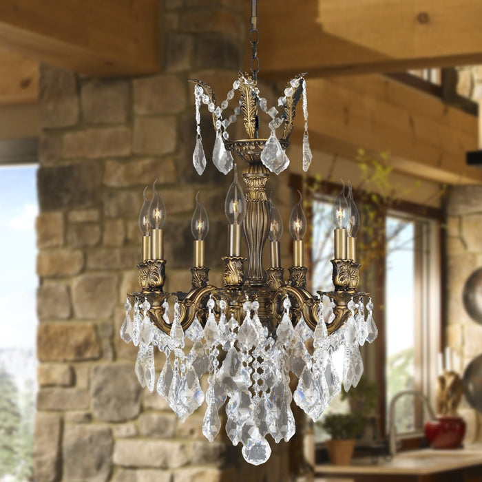 Versailles Antique Bronze Clear Crystal 8 Light Chandelier - Chandeliers