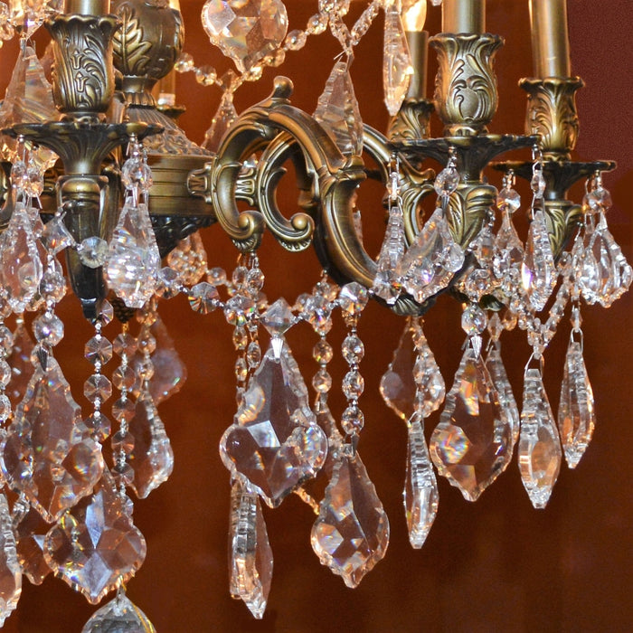 Versailles Antique Bronze Clear Crystal 9 Light Chandelier - Chandeliers