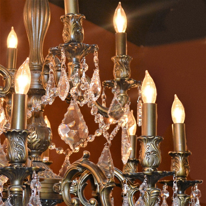 Versailles Antique Bronze Clear Crystal 9 Light Chandelier - Chandeliers