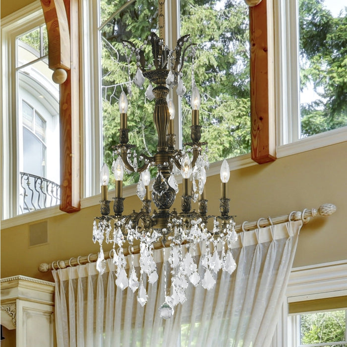 Versailles Antique Bronze Clear Crystal 9 Light Chandelier - Chandeliers