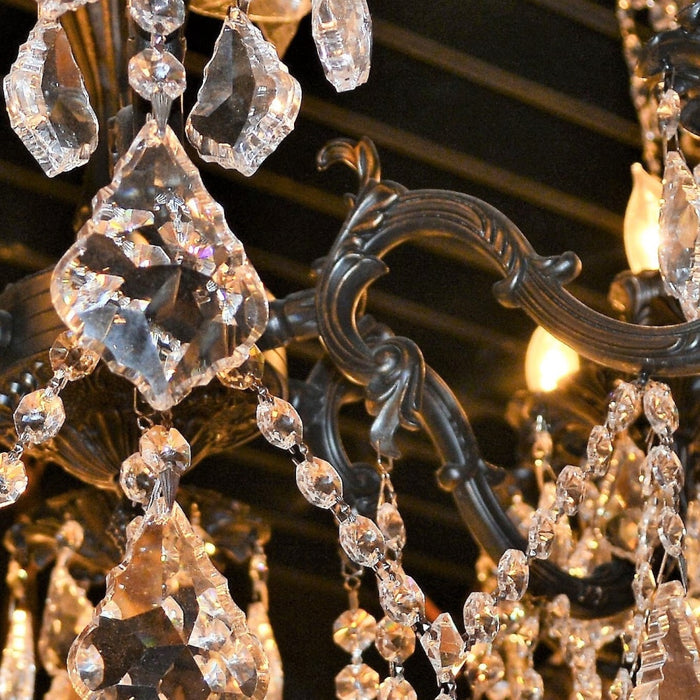 Versailles Dark Bronze Clear Crystal 10 Light Chandelier - Chandeliers