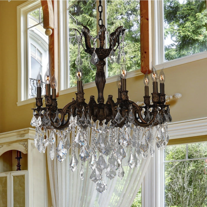 Versailles Dark Bronze Clear Crystal 10 Light Chandelier - Chandeliers