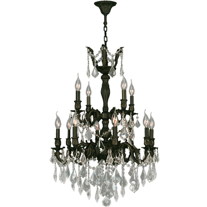 Versailles Dark Bronze Clear Crystal 12 Light Chandelier - Chandeliers