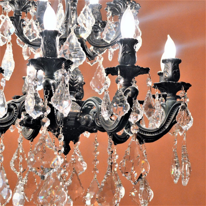 Versailles Dark Bronze Clear Crystal 12 Light Chandelier - Chandeliers
