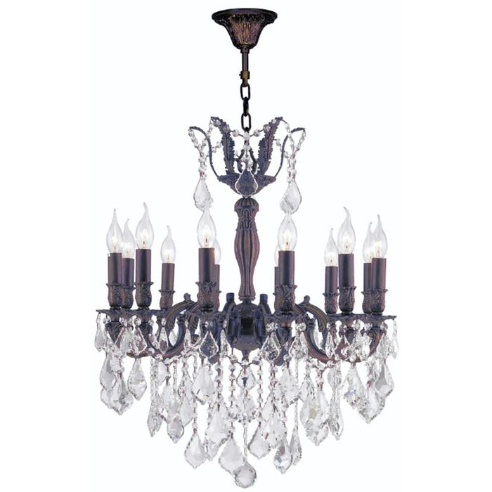 Versailles Dark Bronze Clear Crystal 12 Light Chandelier - Chandeliers