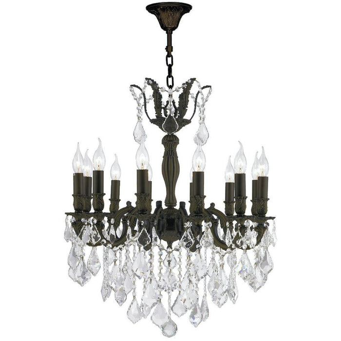 Versailles Dark Bronze Clear Crystal 12 Light Chandelier - Chandeliers
