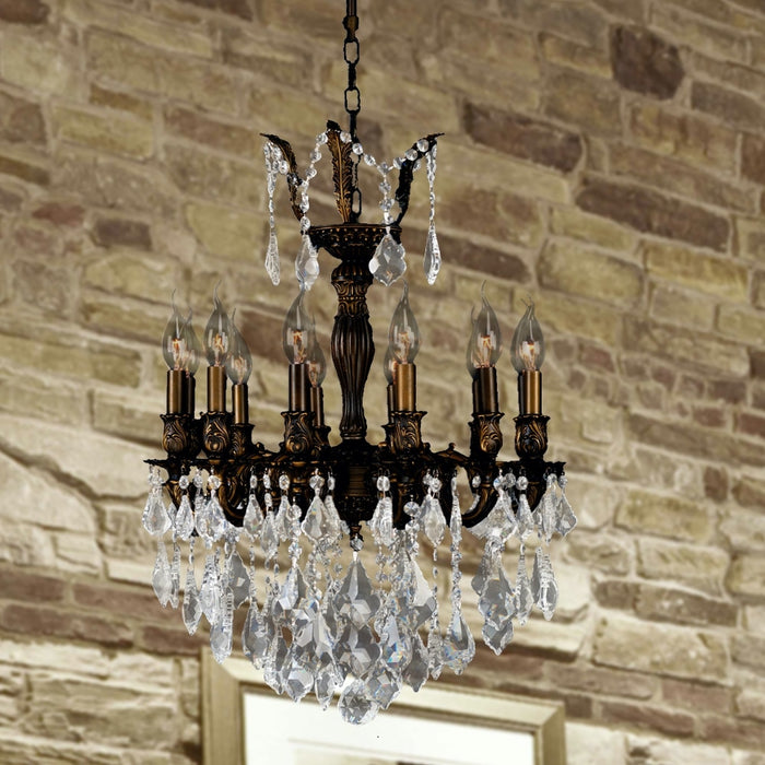 Versailles Dark Bronze Clear Crystal 12 Light Chandelier - Chandeliers