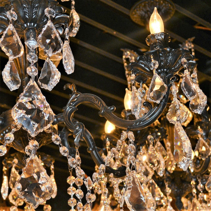 Versailles Dark Bronze Clear Crystal 12 Light Chandelier - Chandeliers