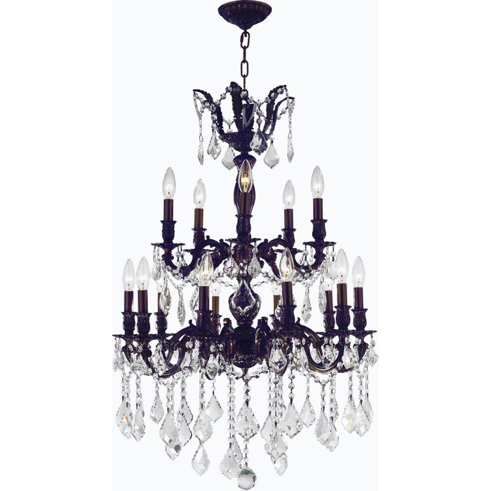 Versailles Dark Bronze Clear Crystal 15 Light Chandelier - Chandeliers