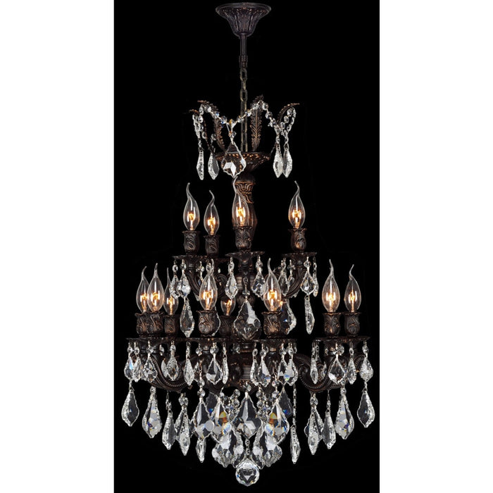 Versailles Dark Bronze Clear Crystal 15 Light Chandelier - Chandeliers