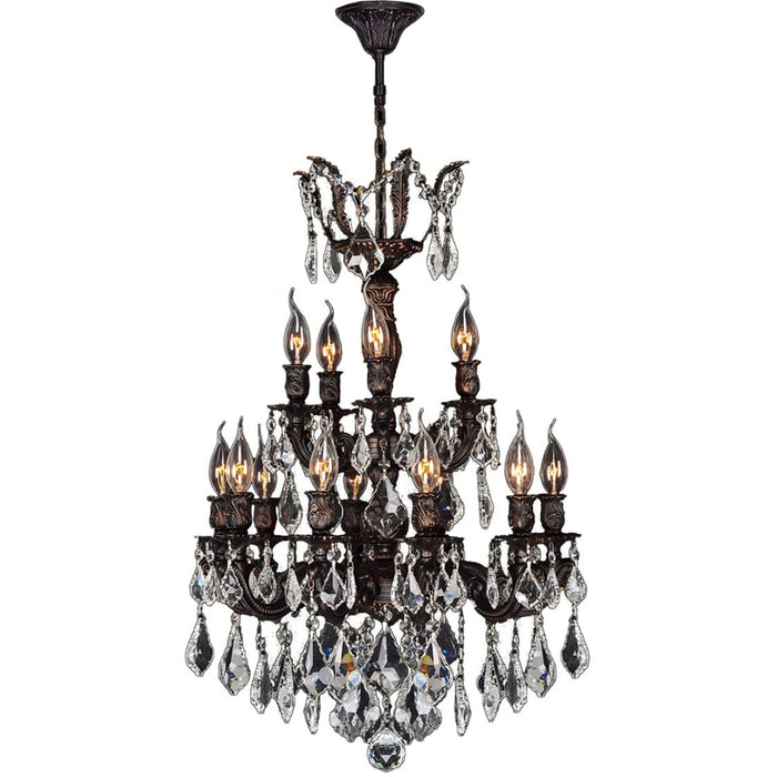 Versailles Dark Bronze Clear Crystal 15 Light Chandelier - Chandeliers
