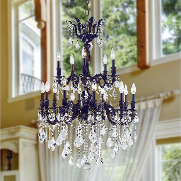 Versailles Dark Bronze Clear Crystal 15 Light Chandelier - Chandeliers
