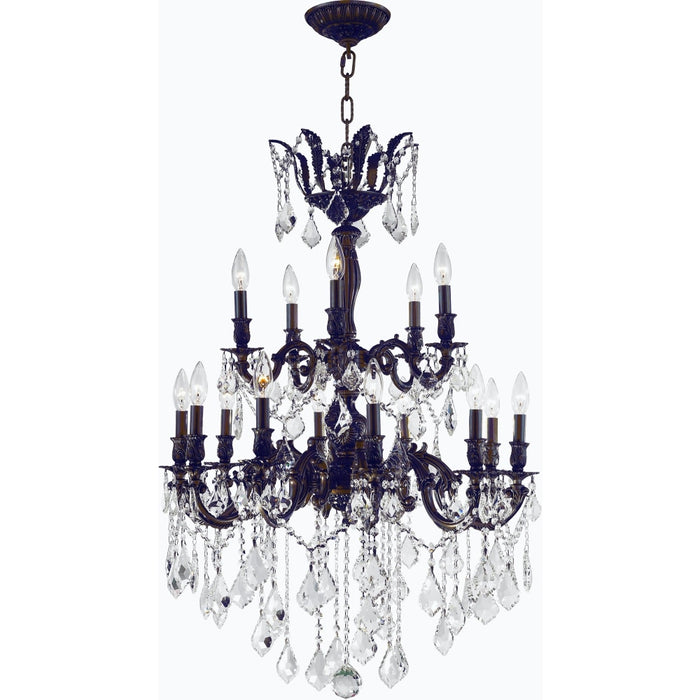 Versailles Dark Bronze Clear Crystal 15 Light Chandelier - Chandeliers