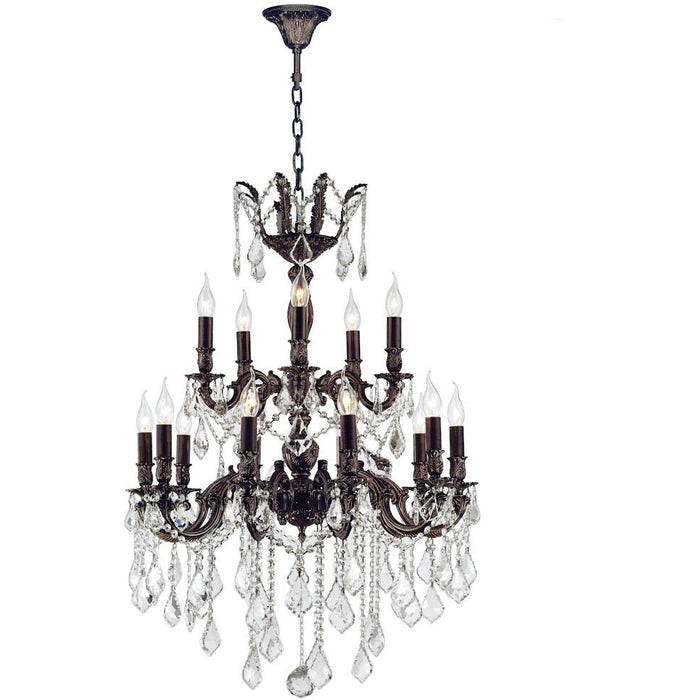 Versailles Dark Bronze Clear Crystal 18 Light Chandelier - Chandeliers