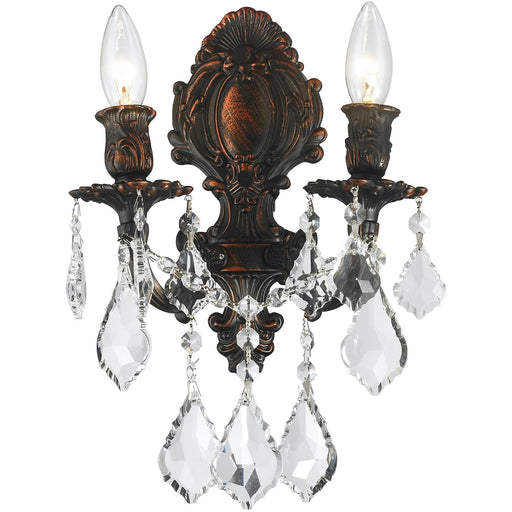 Versailles Dark Bronze Clear Crystal 2 Light Wall Sconce - Wall Sconces