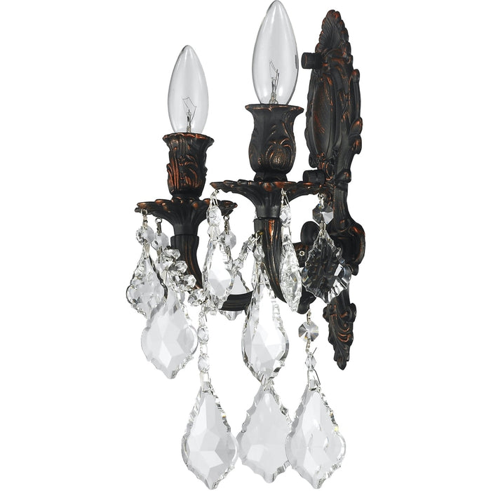 Versailles Dark Bronze Clear Crystal 2 Light Wall Sconce - Wall Sconces