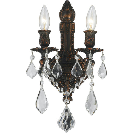 Versailles Dark Bronze Clear Crystal 2 Light Wall Sconce - Wall Sconces